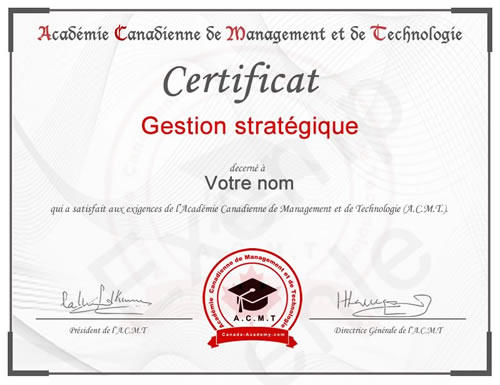 photo du certificat introduction management de l'académie canadienne de Management et de Technologie